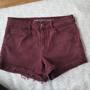 AE American Eagle Burgundy Hi Rise Shorts sz 8